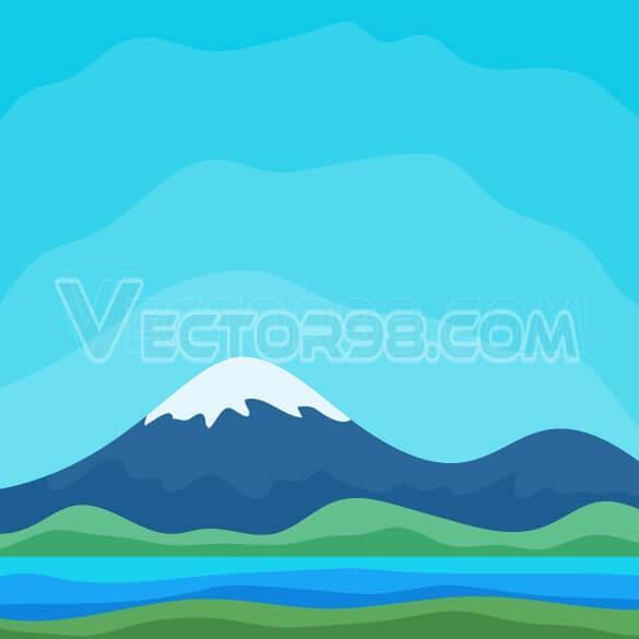 وکتور کارتونی کوه با قله برفی